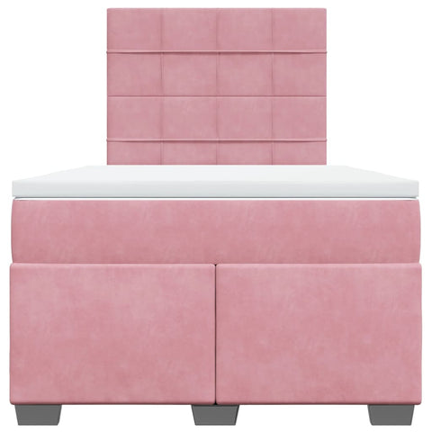 vidaXL Box Spring Bed with Mattress Pink 120x190 cm Small Double Velvet