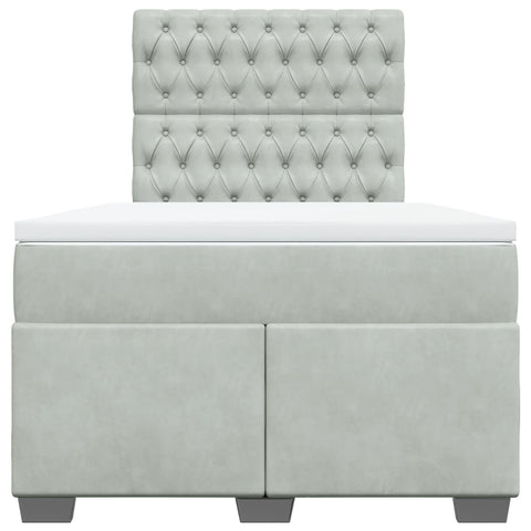 vidaXL Box Spring Bed with Mattress Light Grey 120x190 cm Small Double Velvet