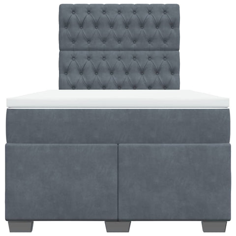 vidaXL Box Spring Bed with Mattress Dark Grey 120x190 cm Small Double Velvet