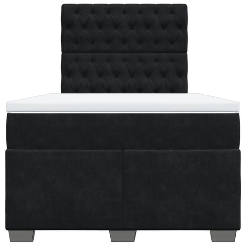 vidaXL Box Spring Bed with Mattress Black 120x190 cm Small Double Velvet