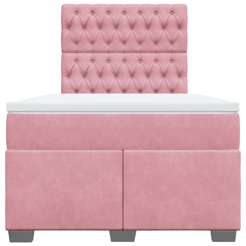 vidaXL Box Spring Bed with Mattress Pink 120x190 cm Small Double Velvet