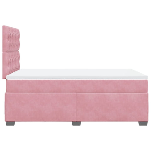 vidaXL Box Spring Bed with Mattress Pink 120x190 cm Small Double Velvet