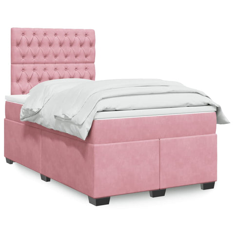 vidaXL Box Spring Bed with Mattress Pink 120x190 cm Small Double Velvet
