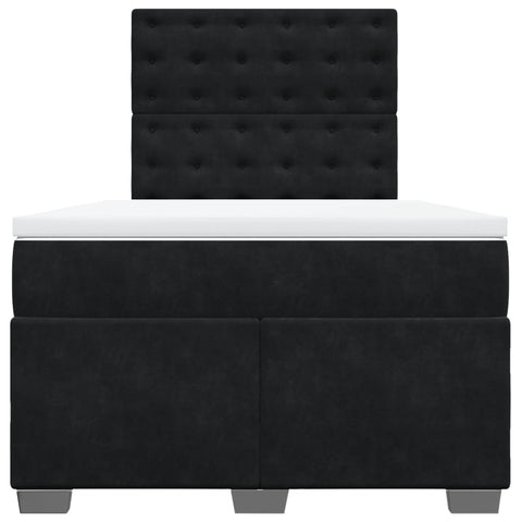 vidaXL Box Spring Bed with Mattress Black 120x190 cm Small Double Velvet