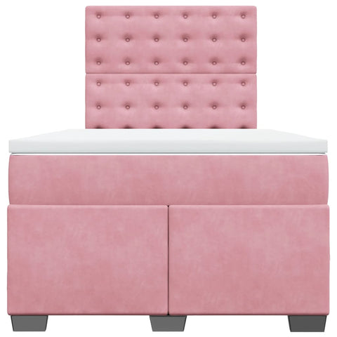 vidaXL Box Spring Bed with Mattress Pink 120x190 cm Small Double Velvet