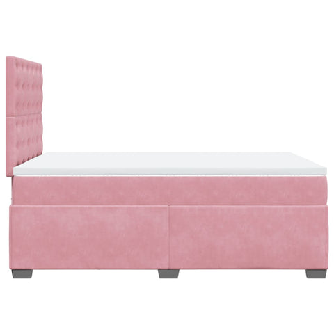 vidaXL Box Spring Bed with Mattress Pink 120x190 cm Small Double Velvet