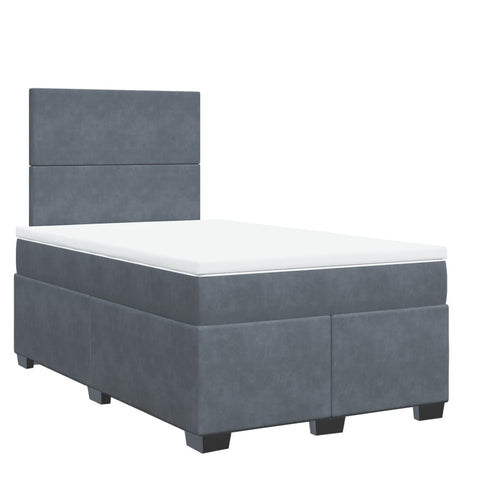 vidaXL Box Spring Bed with Mattress Dark Grey 120x200 cm Velvet