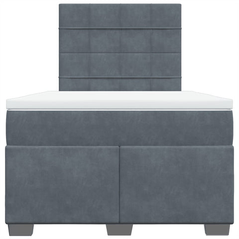 vidaXL Box Spring Bed with Mattress Dark Grey 120x200 cm Velvet