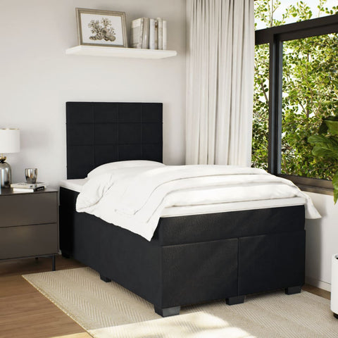 vidaXL Box Spring Bed with Mattress Black 120x200 cm Velvet