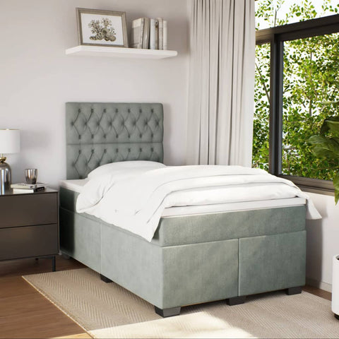vidaXL Box Spring Bed with Mattress Light Grey 120x200 cm Velvet