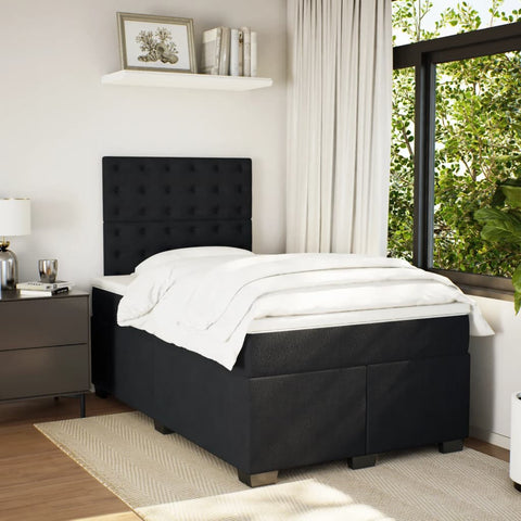 vidaXL Box Spring Bed with Mattress Black 120x200 cm Velvet