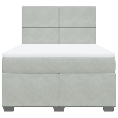 vidaXL Box Spring Bed with Mattress Light Grey 140x190 cm Velvet