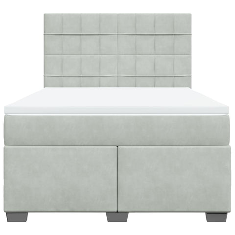 vidaXL Box Spring Bed with Mattress Light Grey 140x190 cm Velvet