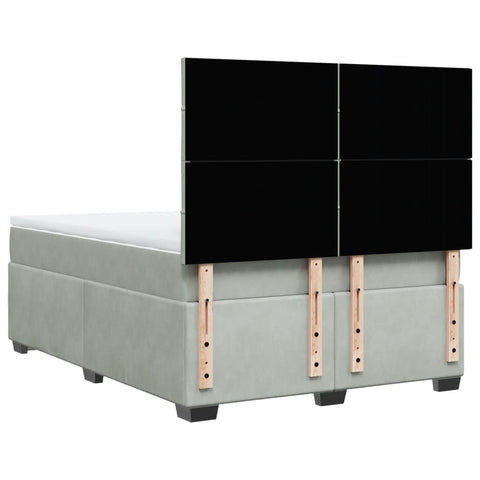 vidaXL Box Spring Bed with Mattress Light Grey 140x190 cm Velvet