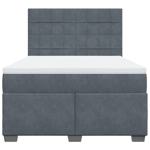 vidaXL Box Spring Bed with Mattress Dark Grey 140x190 cm Velvet