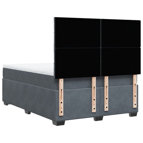 vidaXL Box Spring Bed with Mattress Dark Grey 140x190 cm Velvet