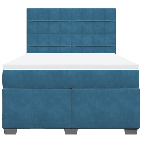vidaXL Box Spring Bed with Mattress Blue 140x190 cm Velvet