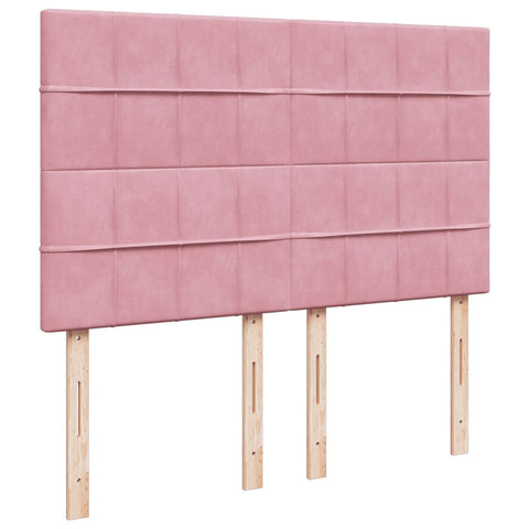 vidaXL Box Spring Bed with Mattress Pink 140x190 cm Velvet