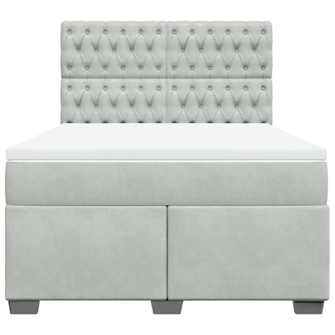vidaXL Box Spring Bed with Mattress Light Grey 140x190 cm Velvet