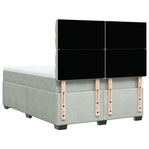 vidaXL Box Spring Bed with Mattress Light Grey 140x190 cm Velvet