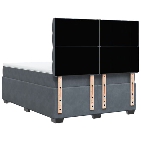 vidaXL Box Spring Bed with Mattress Dark Grey 140x190 cm Velvet