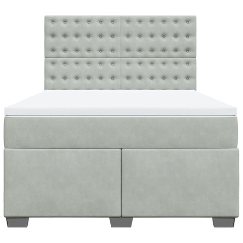 vidaXL Box Spring Bed with Mattress Light Grey 140x190 cm Velvet