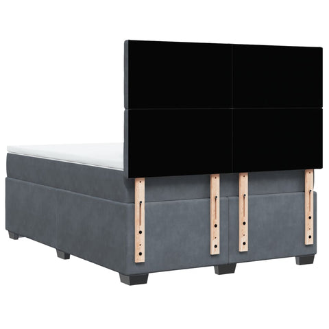 vidaXL Box Spring Bed with Mattress Dark Grey 140x190 cm Velvet