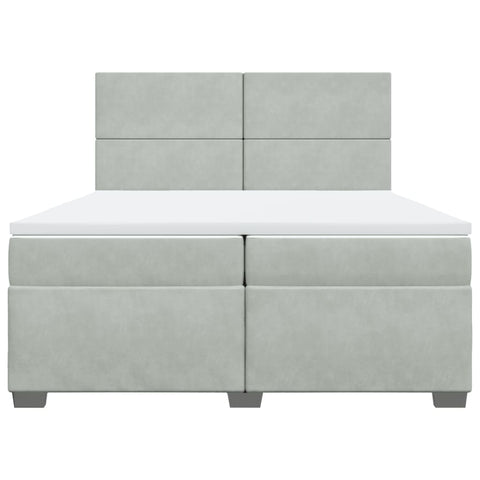 vidaXL Box Spring Bed with Mattress Light Grey 200x200 cm Velvet
