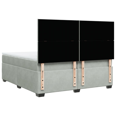 vidaXL Box Spring Bed with Mattress Light Grey 200x200 cm Velvet