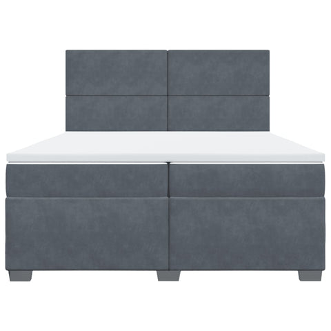 vidaXL Box Spring Bed with Mattress Dark Grey 200x200 cm Velvet