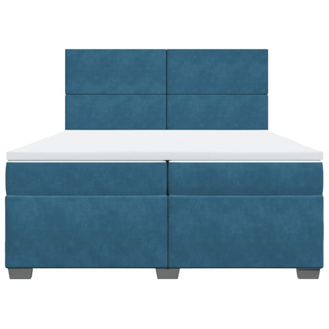 vidaXL Box Spring Bed with Mattress Blue 200x200 cm Velvet