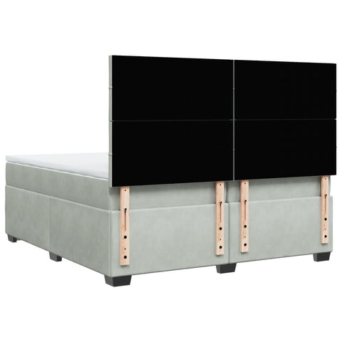 vidaXL Box Spring Bed with Mattress Light Grey 200x200 cm Velvet