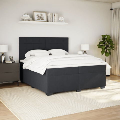vidaXL Box Spring Bed with Mattress Black 200x200 cm Velvet