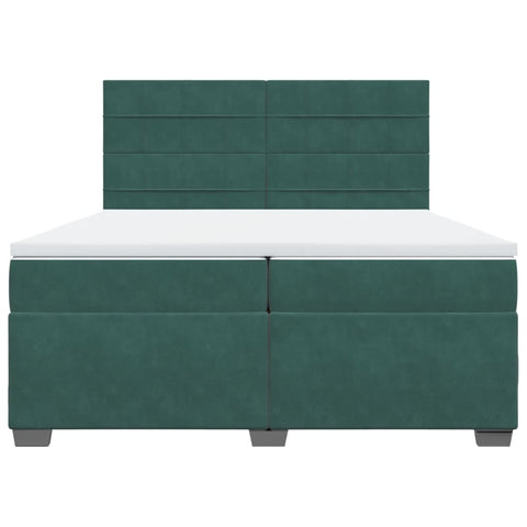 vidaXL Box Spring Bed with Mattress Dark Green 200x200 cm Velvet