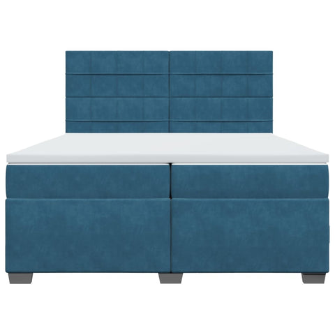 vidaXL Box Spring Bed with Mattress Blue 200x200 cm Velvet