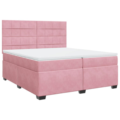 vidaXL Box Spring Bed with Mattress Pink 200x200 cm Velvet