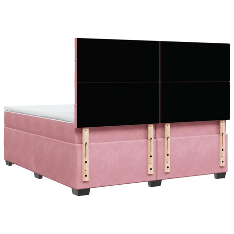 vidaXL Box Spring Bed with Mattress Pink 200x200 cm Velvet