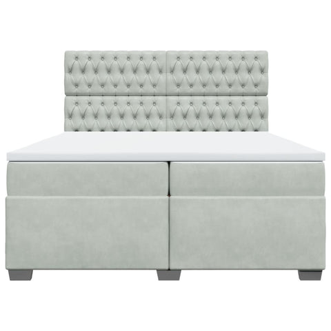 vidaXL Box Spring Bed with Mattress Light Grey 200x200 cm Velvet