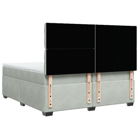 vidaXL Box Spring Bed with Mattress Light Grey 200x200 cm Velvet