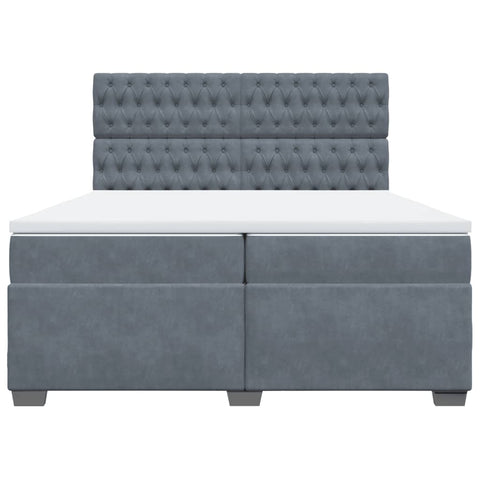 vidaXL Box Spring Bed with Mattress Dark Grey 200x200 cm Velvet