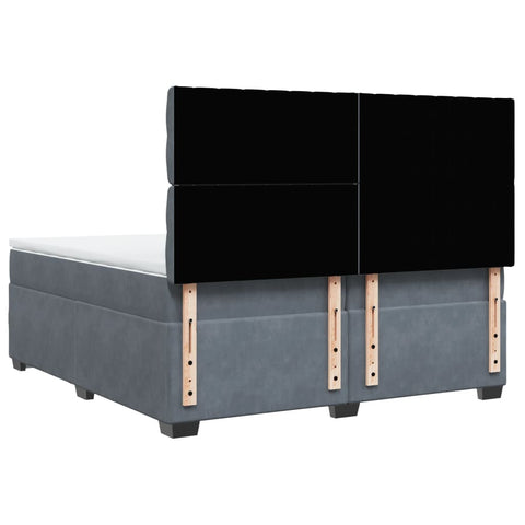 vidaXL Box Spring Bed with Mattress Dark Grey 200x200 cm Velvet