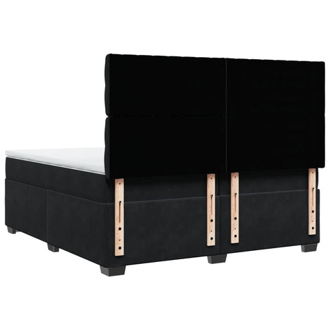 vidaXL Box Spring Bed with Mattress Black 200x200 cm Velvet