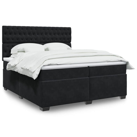 vidaXL Box Spring Bed with Mattress Black 200x200 cm Velvet