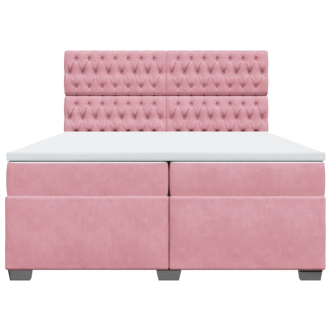 vidaXL Box Spring Bed with Mattress Pink 200x200 cm Velvet