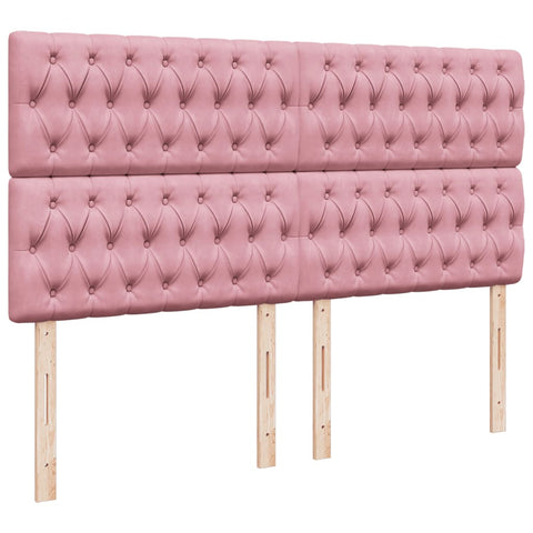 vidaXL Box Spring Bed with Mattress Pink 200x200 cm Velvet