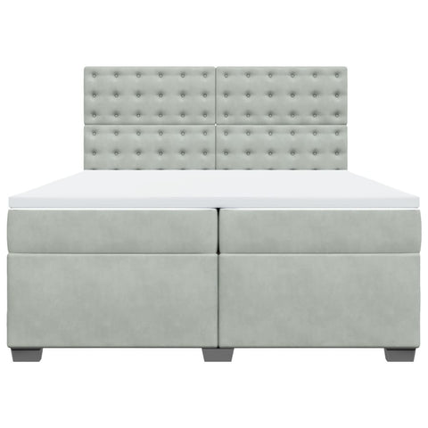 vidaXL Box Spring Bed with Mattress Light Grey 200x200 cm Velvet