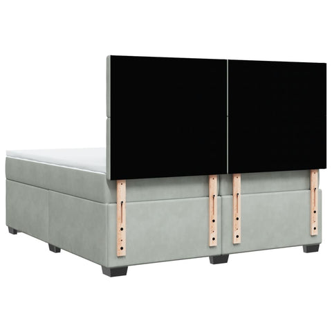 vidaXL Box Spring Bed with Mattress Light Grey 200x200 cm Velvet
