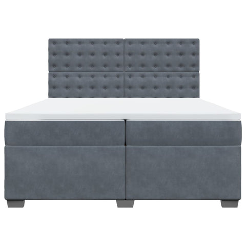 vidaXL Box Spring Bed with Mattress Dark Grey 200x200 cm Velvet