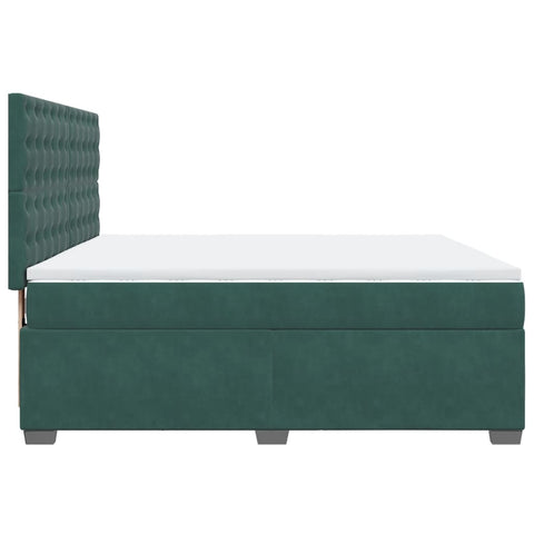 vidaXL Box Spring Bed with Mattress Dark Green 200x200 cm Velvet