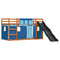 vidaXL Bunk Bed without Mattress with Slide and Curtains Blue 90x200 cm
